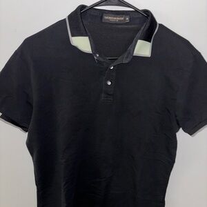 Black Polo Shirt with Contrast Collar